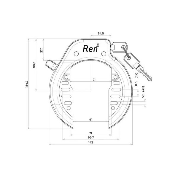 Ringslot Axa Ren 2 - zwart