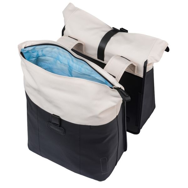 Dubbele fietstas Basil Vive 28-35L 14 x 30 x 38 cm - wit/zwart