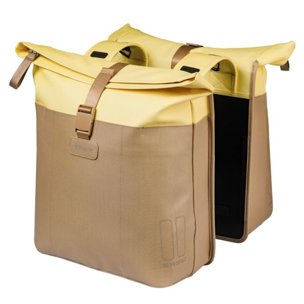 Dubbele fietstas Basil Vive 28-35L 14 x 30 x 38 cm - zand/geel