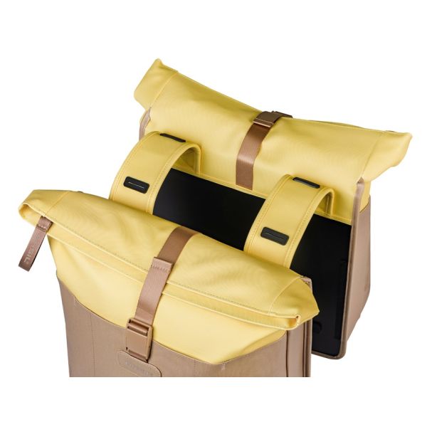 Dubbele fietstas Basil Vive 28-35L 14 x 30 x 38 cm - zand/geel