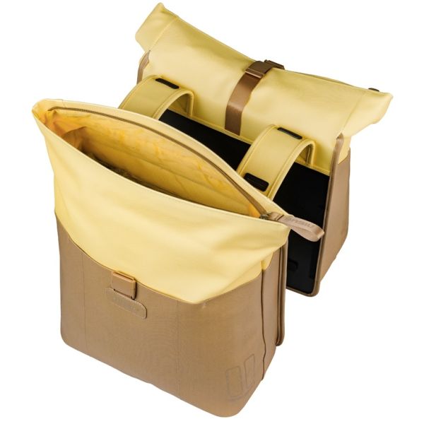 Dubbele fietstas Basil Vive 28-35L 14 x 30 x 38 cm - zand/geel