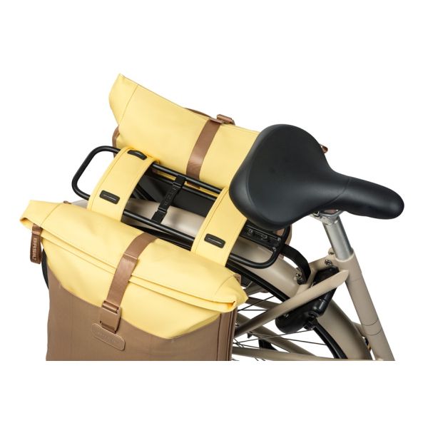 Dubbele fietstas Basil Vive 28-35L 14 x 30 x 38 cm - zand/geel