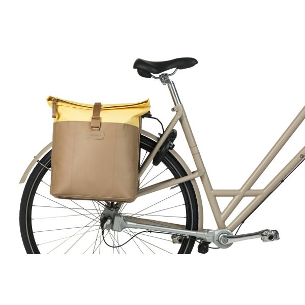 Dubbele fietstas Basil Vive 28-35L 14 x 30 x 38 cm - zand/geel