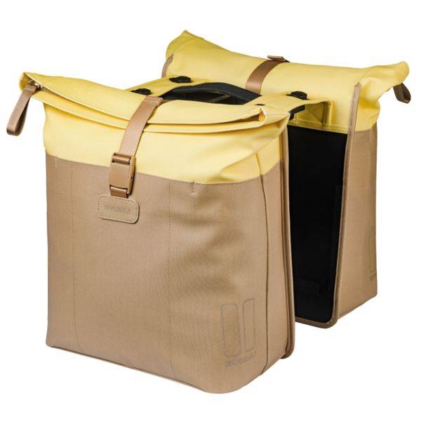 Dubbele fietstas Basil Vive MIK 28-35L 14 x 30 x 38 cm - zand/geel
