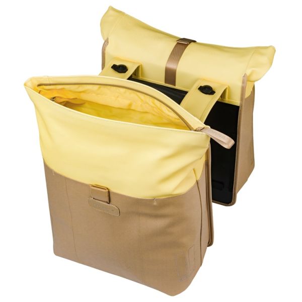 Dubbele fietstas Basil Vive MIK 28-35L 14 x 30 x 38 cm - zand/geel
