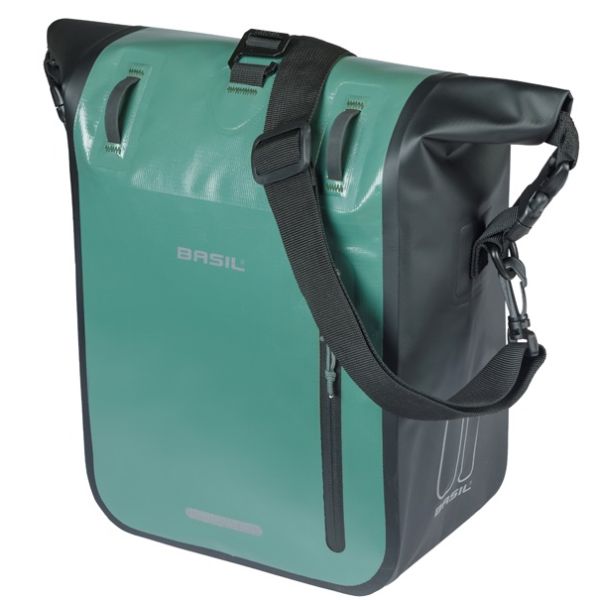 Enkele fietstas Basil Rivo M tarpaulin MIK 12-15L 14 x 25 x 38 cm - groen/zwart