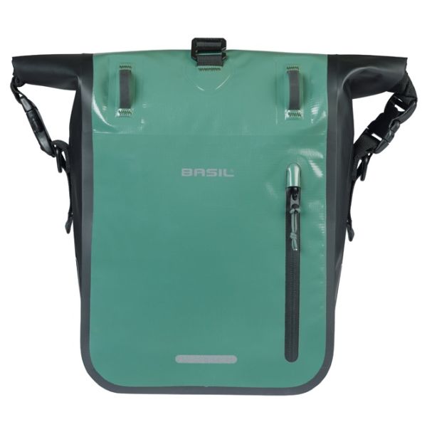 Enkele fietstas Basil Rivo M tarpaulin MIK 12-15L 14 x 25 x 38 cm - groen/zwart