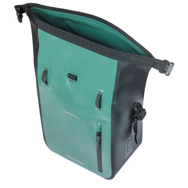 Enkele fietstas Basil Rivo M tarpaulin MIK 12-15L 14 x 25 x 38 cm - groen/zwart