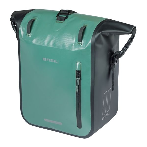 Enkele fietstas Basil Rivo M tarpaulin MIK 12-15L 14 x 25 x 38 cm - groen/zwart
