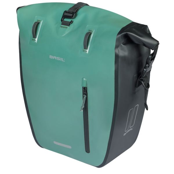 Enkele fietstas Basil Rivo L tarppaulin MIK 25-31L 14 x 28 x 43 cm - groen/zwart