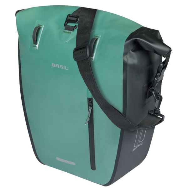 Enkele fietstas Basil Rivo L tarppaulin MIK 25-31L 14 x 28 x 43 cm - groen/zwart