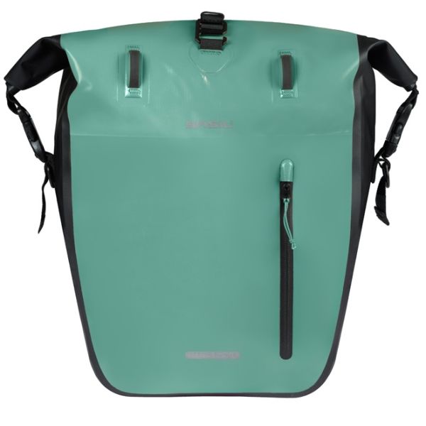 Enkele fietstas Basil Rivo L tarppaulin MIK 25-31L 14 x 28 x 43 cm - groen/zwart