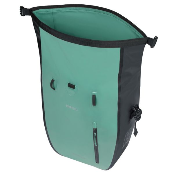 Enkele fietstas Basil Rivo L tarppaulin MIK 25-31L 14 x 28 x 43 cm - groen/zwart