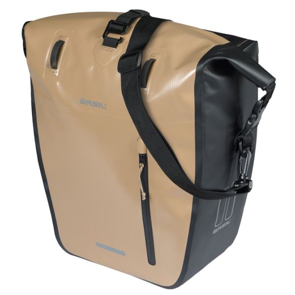 Enkele fietstas Basil Rivo L tarpaulin MIK 25-31L 14 x 28 x 43 cm - zand/zwart