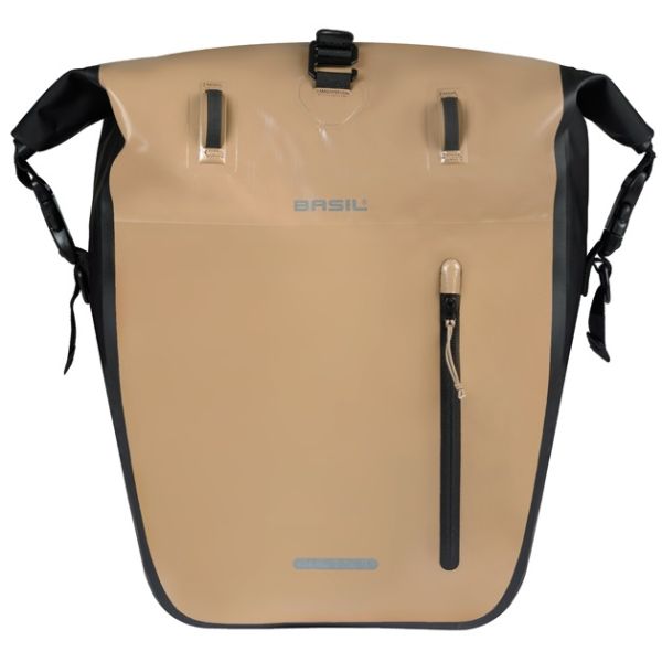 Enkele fietstas Basil Rivo L tarpaulin MIK 25-31L 14 x 28 x 43 cm - zand/zwart