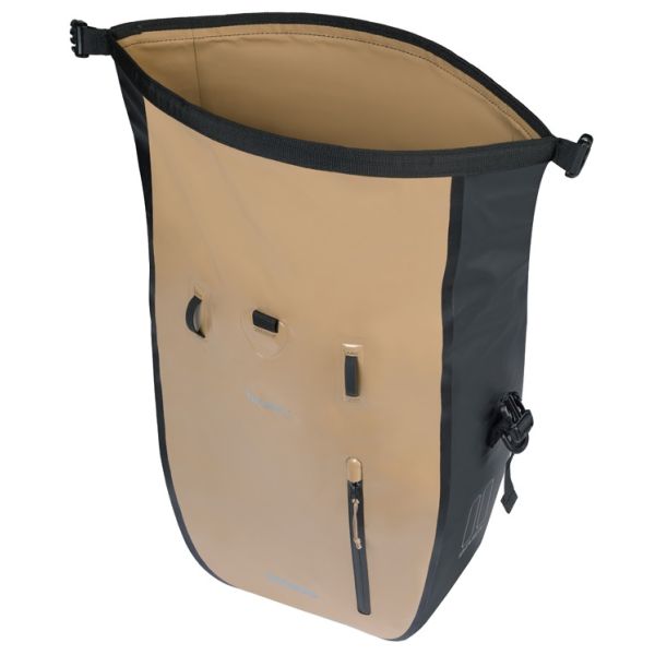 Enkele fietstas Basil Rivo L tarpaulin MIK 25-31L 14 x 28 x 43 cm - zand/zwart