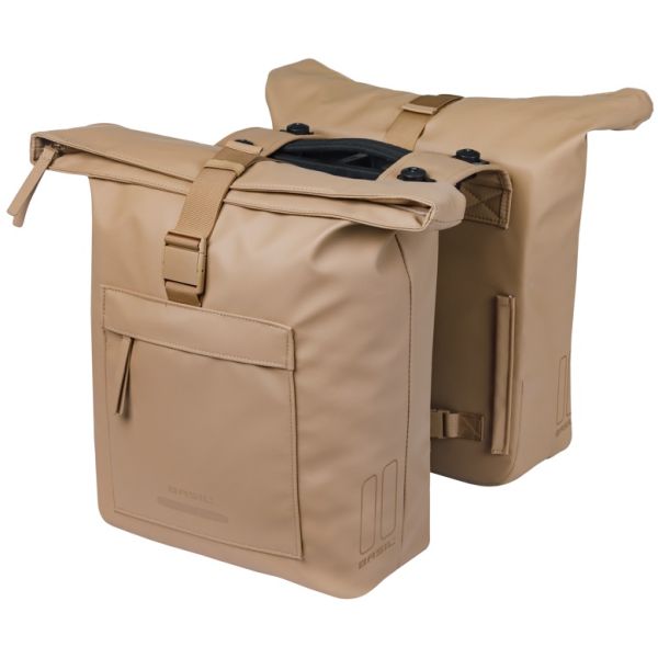 Dubbele fietstas Basil Brooklyn MIK 41L 14 x 30 x 37 cm - zand