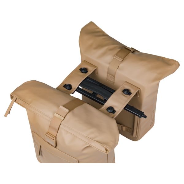 Dubbele fietstas Basil Brooklyn MIK 41L 14 x 30 x 37 cm - zand