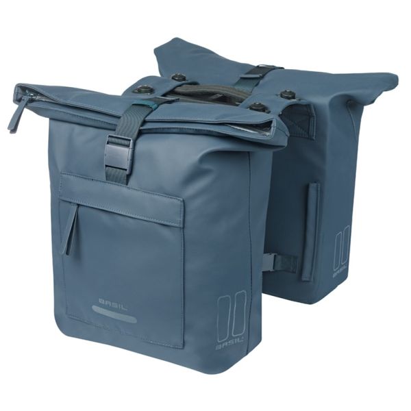 Dubbele fietstas Basil Brooklyn MIK 41L 14 x 30 x 37 cm - blauw