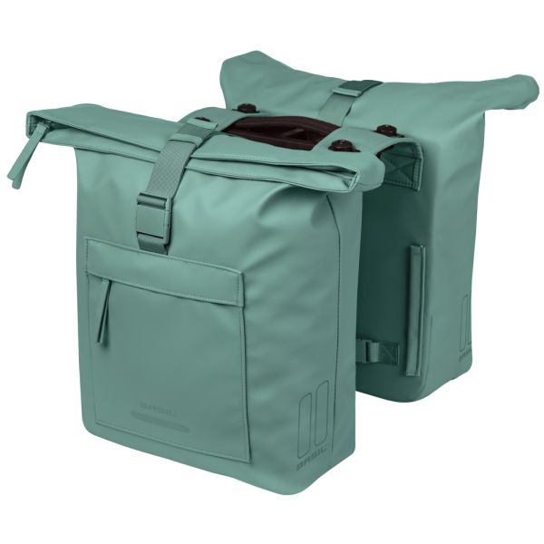 Dubbele fietstas Basil Brooklyn MIK 41L 14 x 30 x 37 cm - groen