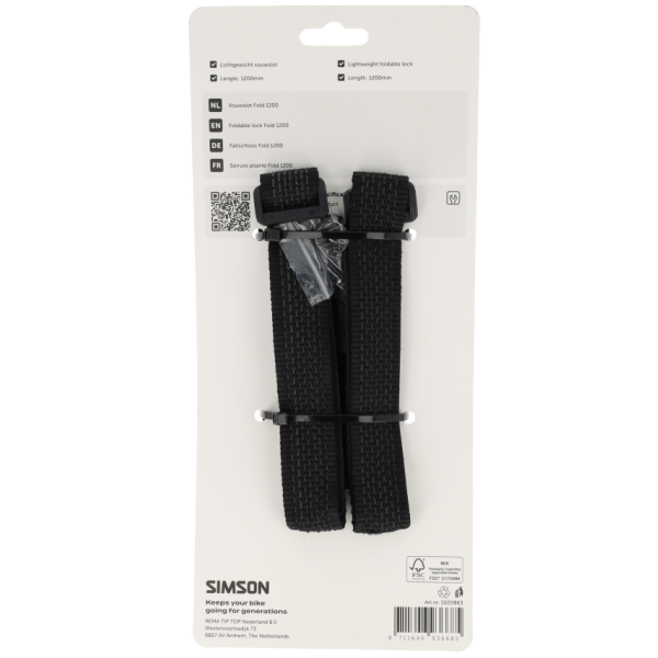 Vouwslot Simson Fold 1200 - zwart