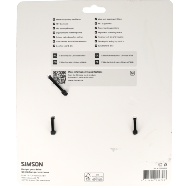 Ringslot Simson E-bike Universeel Wide - ART 2 - zwart