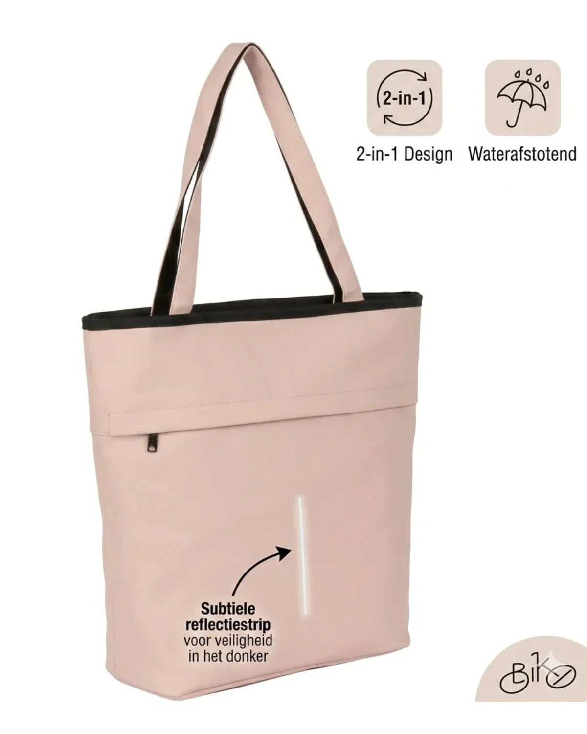 Splash Luxe Fietstas Shopper - 2-in-1 Handtas & Pakaftas - 21L - Soft Pink