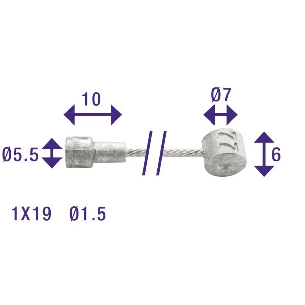 Rem binnenkabel Elvedes 2350mm RVS ø1,5mm V-nippel en T-nippel