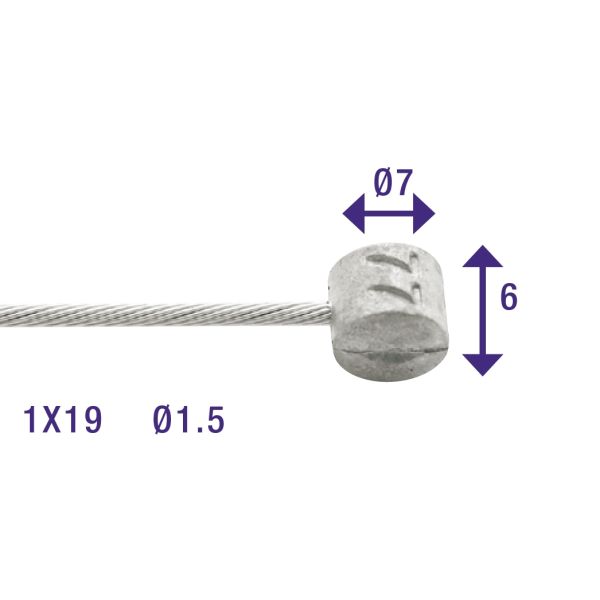 Rem binnenkabel Elvedes 2250mm gegalvaniseerd ø1,5mm T-nippel