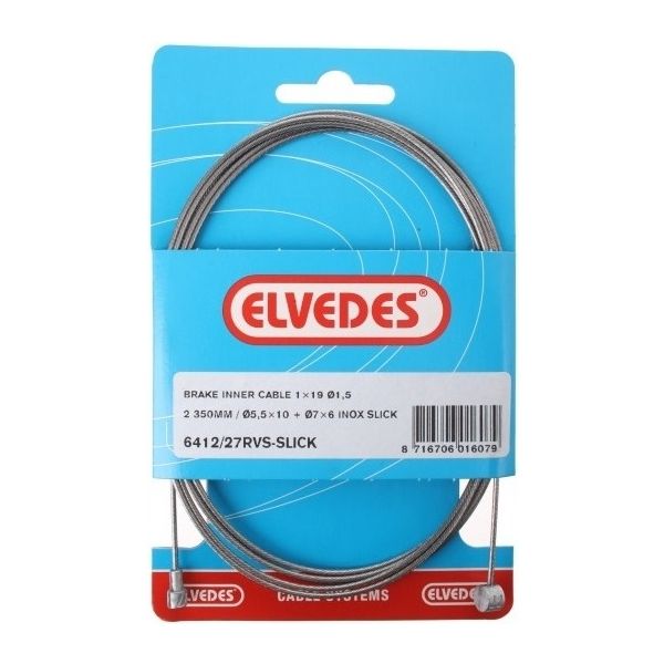 Rem binnenkabel Elvedes 2350mm RVS  Slick ø1,5mm V-nippel en T-nippel