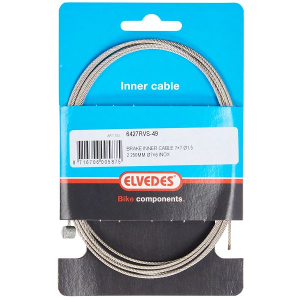 Rem binnenkabel Elvedes 2250mm 7×7 draads RVS ø1,5mm met T-nippel ø7 × 6 mm