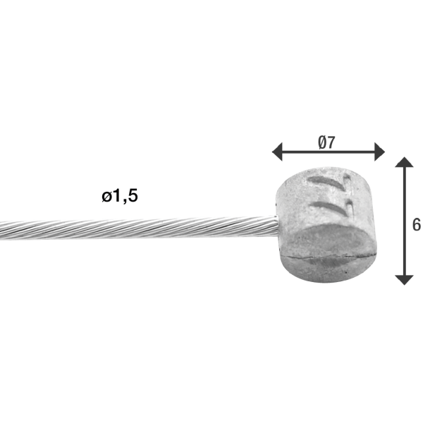 Rem binnenkabel Elvedes 900mm 1 ×19 draads verzinkt ø1,5mm met T-nippel ø7 × 6mm
