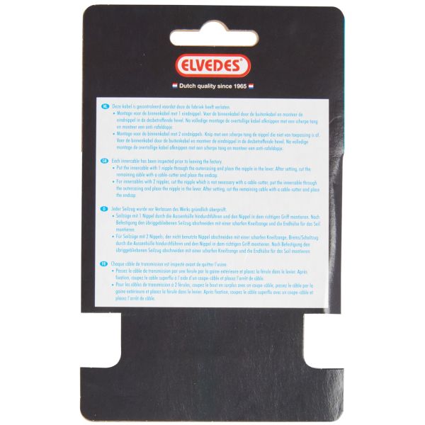 Rem binnenkabel Elvedes 2250mm 7×7 draads RVS ø1,5mm met V-nippel ø5,5 × 10 en T-nippel ø7 × 6mm