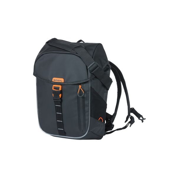 Fietsrugzak Basil Miles Tarpaulin Nordlicht 17 liter 31 x 17 x 44 cm - zwart/ oranje