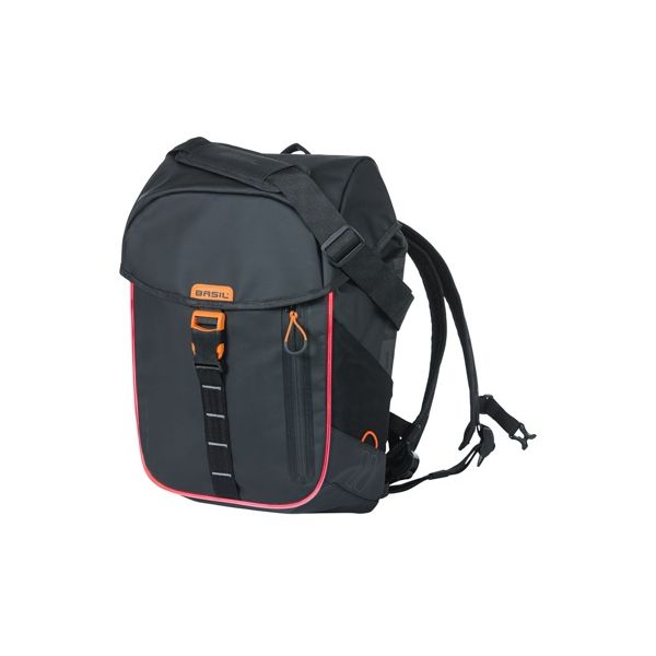 Fietsrugzak Basil Miles Tarpaulin Nordlicht 17 liter 31 x 17 x 44 cm - zwart/ oranje