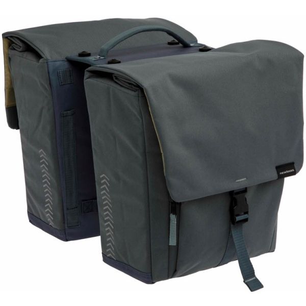 Dubbele fietstas New Looxs Tulum MIK 32 liter 35 x 17 x 37 cm - grijs/groen