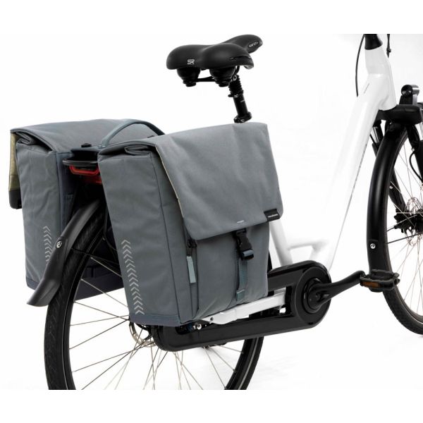 Dubbele fietstas New Looxs Tulum MIK 32 liter 35 x 17 x 37 cm - grijs/groen