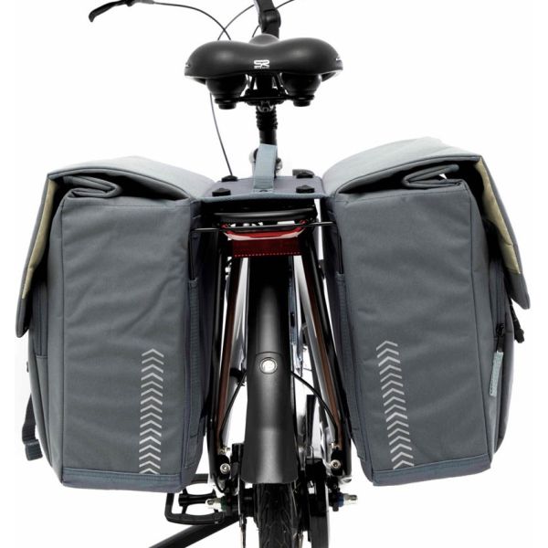 Dubbele fietstas New Looxs Tulum MIK 32 liter 35 x 17 x 37 cm - grijs/groen