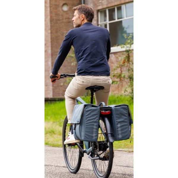 Dubbele fietstas New Looxs Tulum MIK 32 liter 35 x 17 x 37 cm - grijs/groen