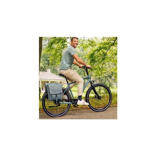Dubbele fietstas New Looxs Tulum MIK 32 liter 35 x 17 x 37 cm - grijs/groen