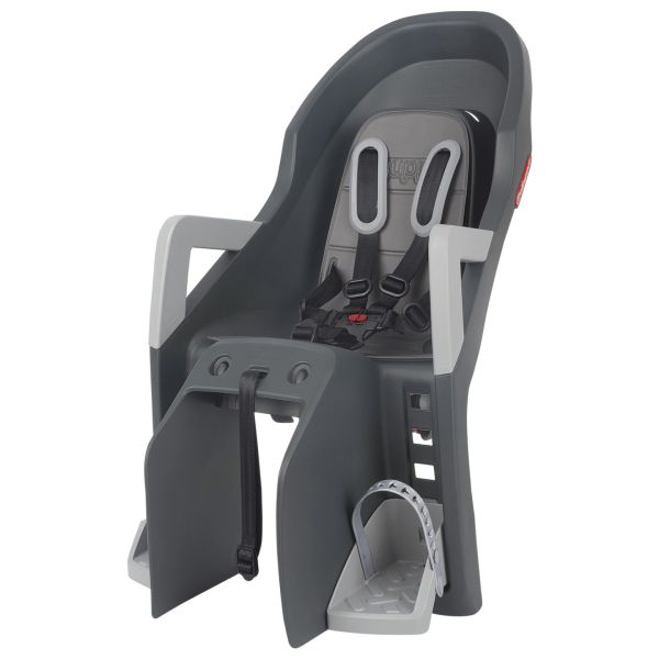 Kinderzitje achter Polisport Guppy Maxi+ met dragerbevestiging (CFS) - donkergrijs / zilver