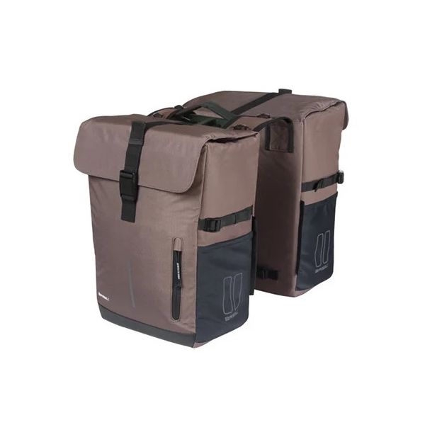 Dubbele fietsas Basil Move 30 liter 16 x 27 x 38 cm - bruin