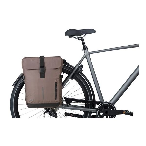 Dubbele fietsas Basil Move 30 liter 16 x 27 x 38 cm - bruin