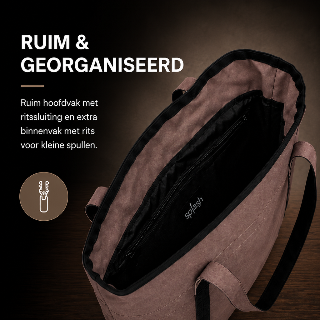 Splash Luxe Fietstas Shopper - 2-in-1 Handtas & Pakaftas - 21L - Taupe