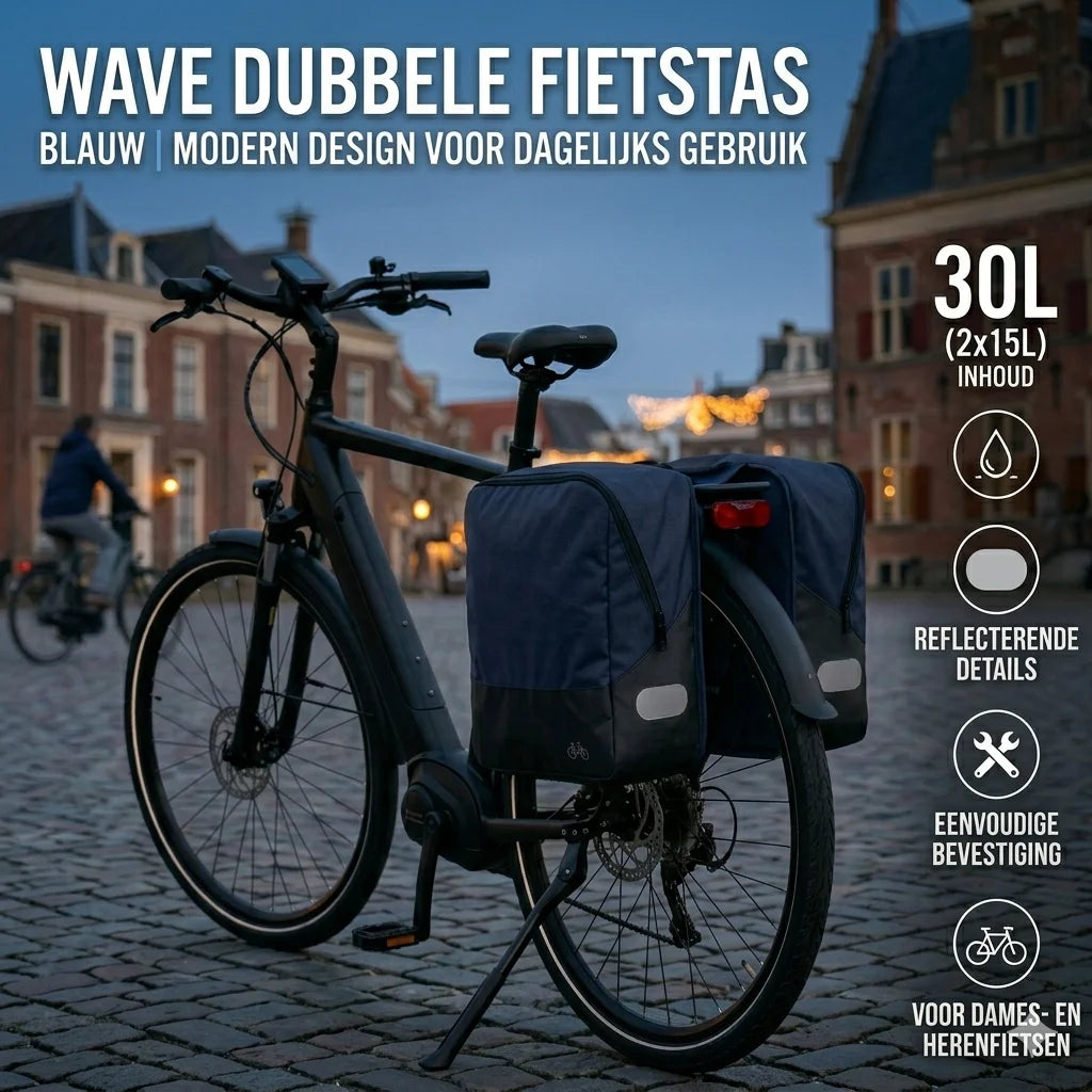 Wave Dubbele Fietstas - 30L - Blauw