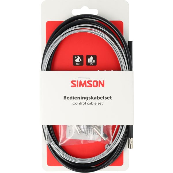 Trommelremkabelset Simson compleet universeel RVS - zwart