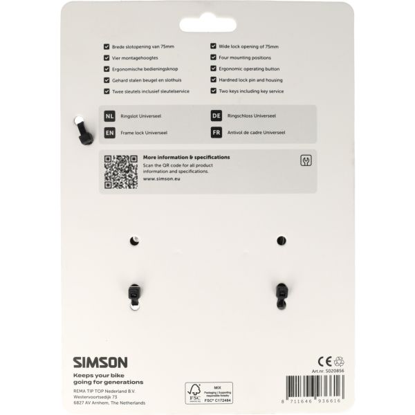 Ringslot Simson universeel - zwart
