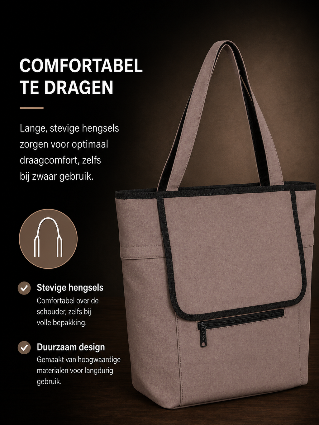 Splash Luxe Fietstas Shopper - 2-in-1 Handtas & Pakaftas - 21L - Taupe