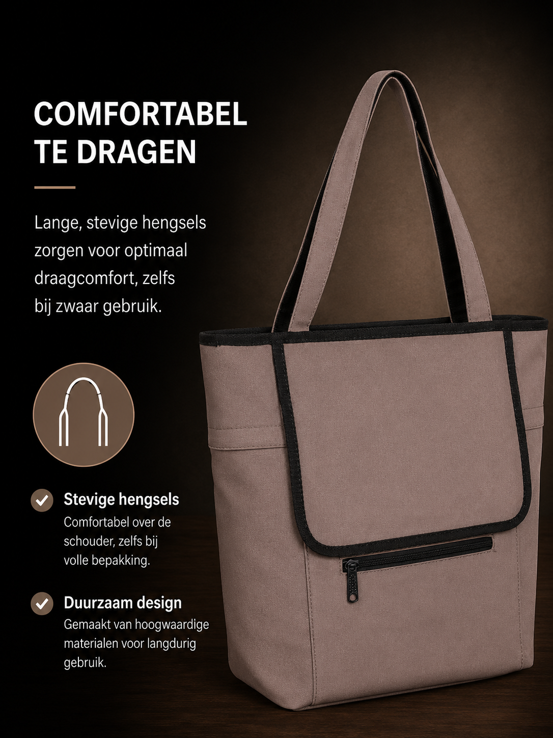 Splash Luxe Fietstas Shopper - 2-in-1 Handtas & Pakaftas - 21L - Taupe